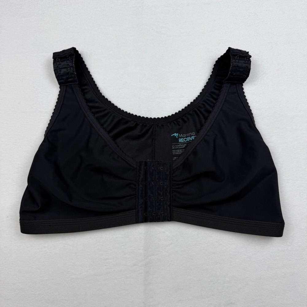 Marena Recovery Sports Bra Womens Medium‎ Black Front Closure Compression 4244